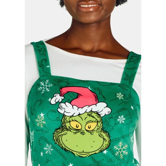 SOLD SOLD Green Sz Medium Soft Velour Sleeveless GRINCH Christmas Holiday Dress - Picture 2 of 7